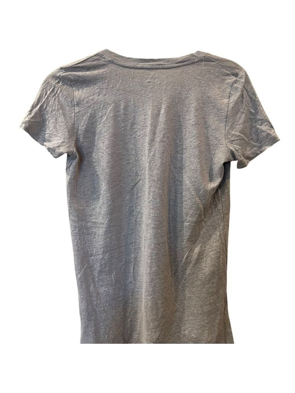 J. Crew Women’s Silver Shimmer Short Sleeve V-neck Shirt 100% Linen Size: XS - Picture 2 of 4